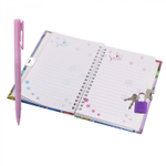 Блокнот в футляре, 18 см * 22 см, гребень, Alingar, мат.ламин, эффект 3D, ручка, замочек, диз. блок, линия, 45 л., "Звездочки", сиреневый