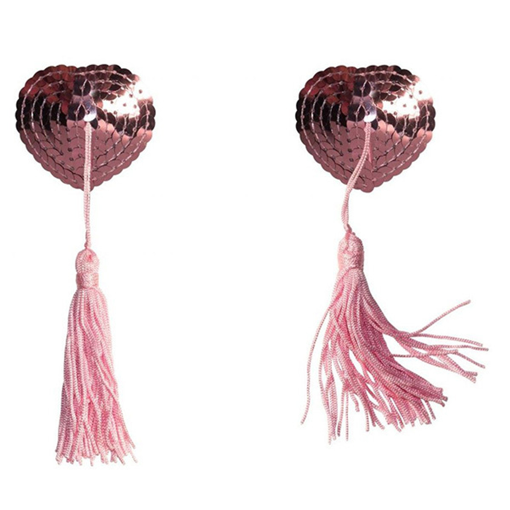 Розовые пэстисы-сердечки с кисточками Lola Pasties Burlesque Gipsy Pink 3634-03lola