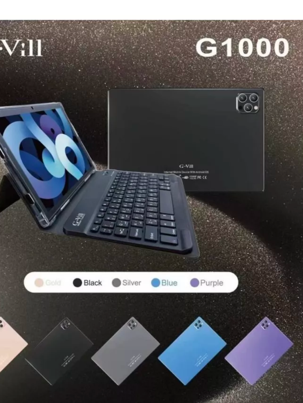 Планшет G-Vill G1000, Android 13, 16GB/512GB, 2 SIM, LTE, 8000mAh, 10.1" серый