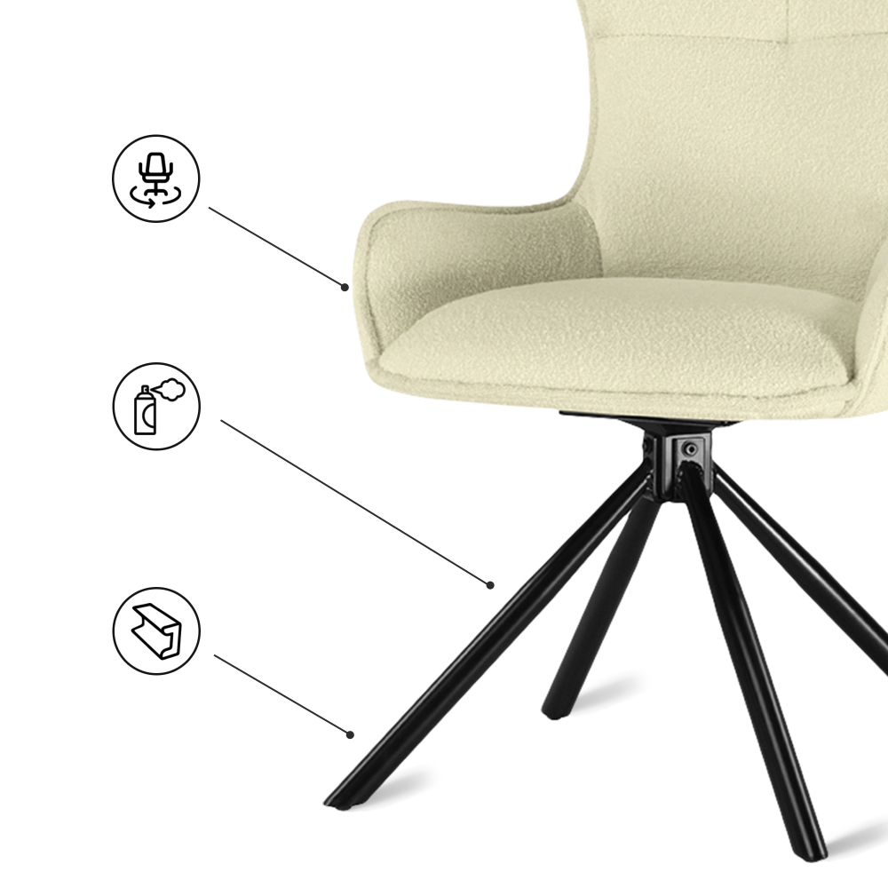 Стул на металлокаркасе Woodville Chicago cream, black, ножки черные