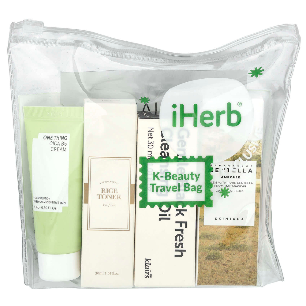 iHerb Exclusive, Корейская дорожная сумка Beauty, набор из 8 предметов