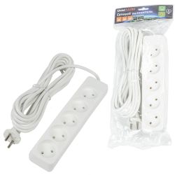S-CU5-5 WHITE Удлинитель серии Ultra. шнур 5м.. 5 гнезд. 10A. б-з. Белый. TM Uniel