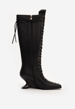 boot heel black leather