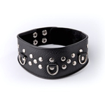 Кожаный черный ошейник с велюровой подкладкой (Цвет: черный)