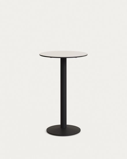 Esilda высокий круглый садовый стол белый с черной металлической основой Ø 60x96 см