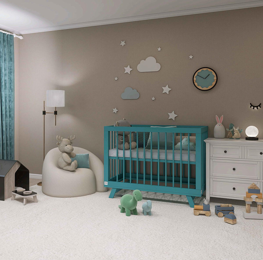 Кроватка детская Lillaland Lilla Aria с маятником Ocean Blue