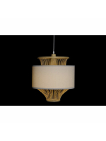 Потолочный светильник DKD Home Decor Белый полиэстер Бамбук (40 x 40 x 52 cm)