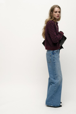 ZARA КАРДИГАН В ПОЛОСКУ, ЦВЕТ БУРГУНДСКОГО ВИНА