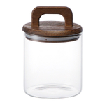 Банка для хранения стеклянная с крышкой из акации hanle, 750 мл