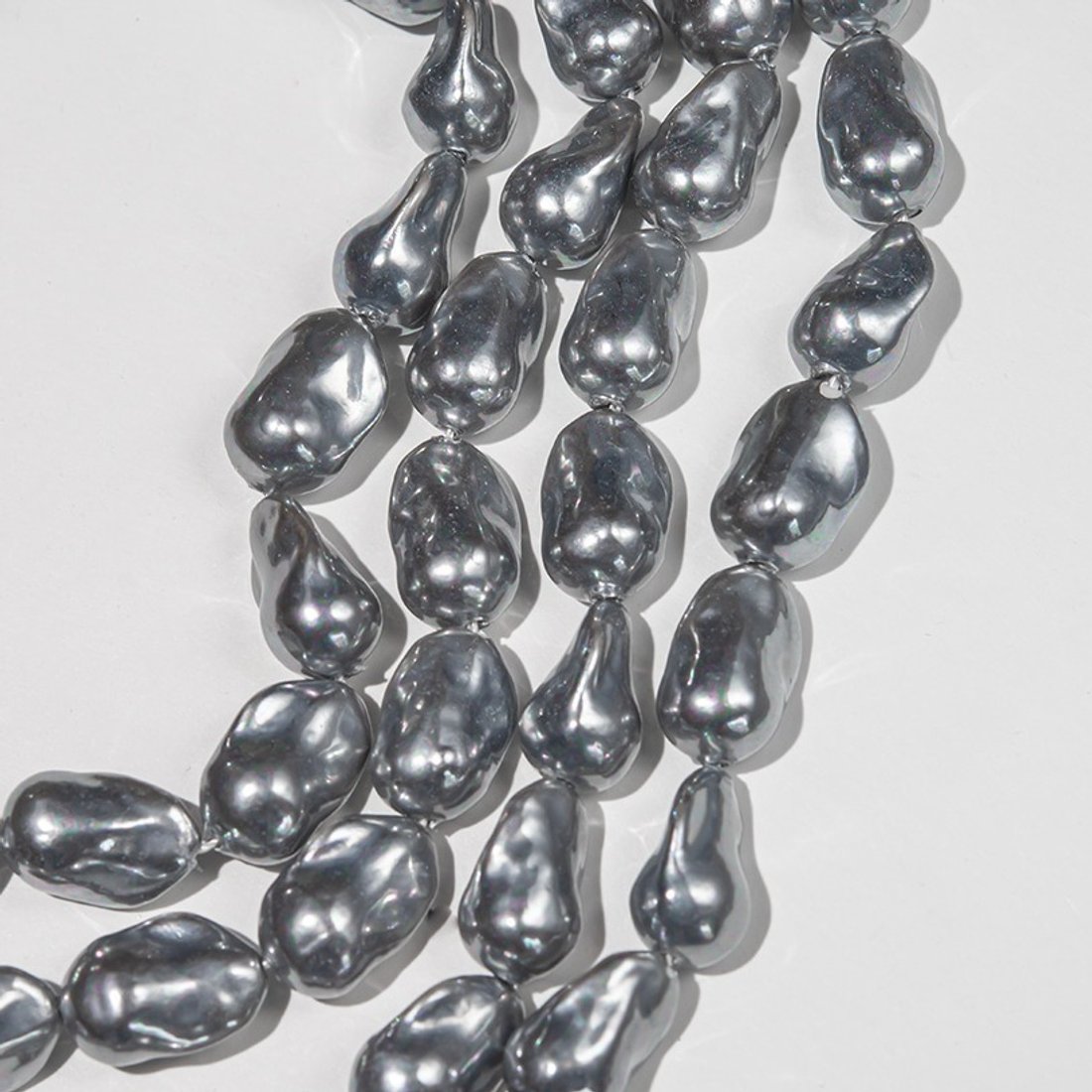 Хрустальный жемчуг в форме барочной жемчужины, серый 19*11,5мм