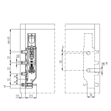 Подвеска скрытая 818.32.Z1.E8.DX для верхней базы (60кг), правая R, CAMAR