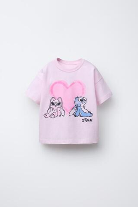 ZARA ФУТБОЛКА С ПРИНТОМ «ЛИЛО И СТИЧ» © DISNEY, РОЗОВЫЙ