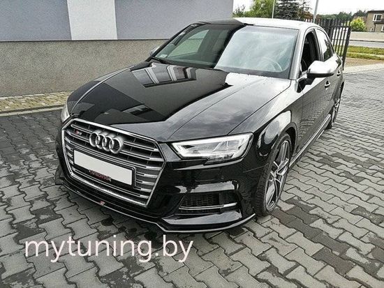 Сплиттер бампера переднего V.1 для AUDI A3 8V S-Line / S3 8V рестайлинг (17-...)