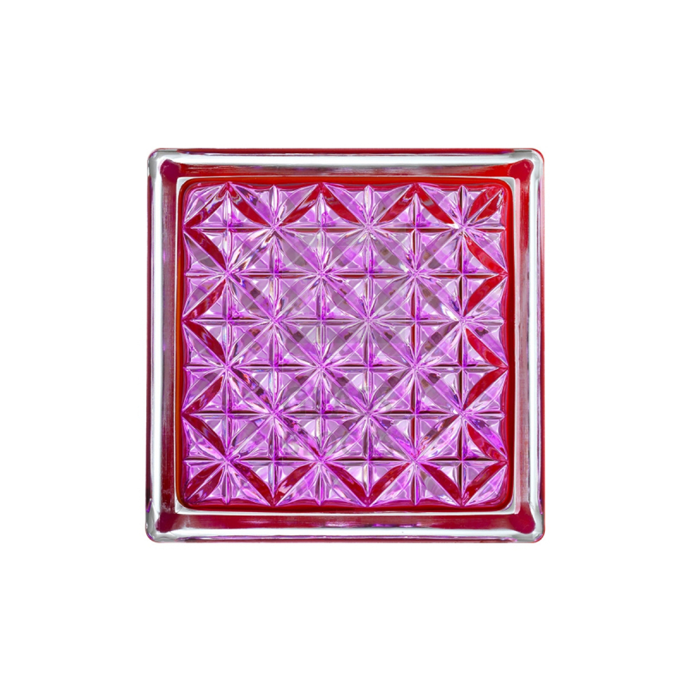 Стеклоблок розовый романтик Mini 14.6x14.6x8 см.