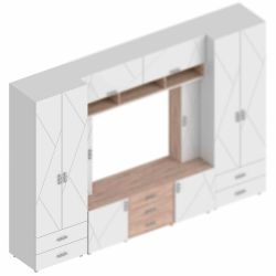 Шкаф 2-ств с 2 ящиками с полками(+штанга) МС "Сандра"(Белый лофт), Велес, г.Туймазы