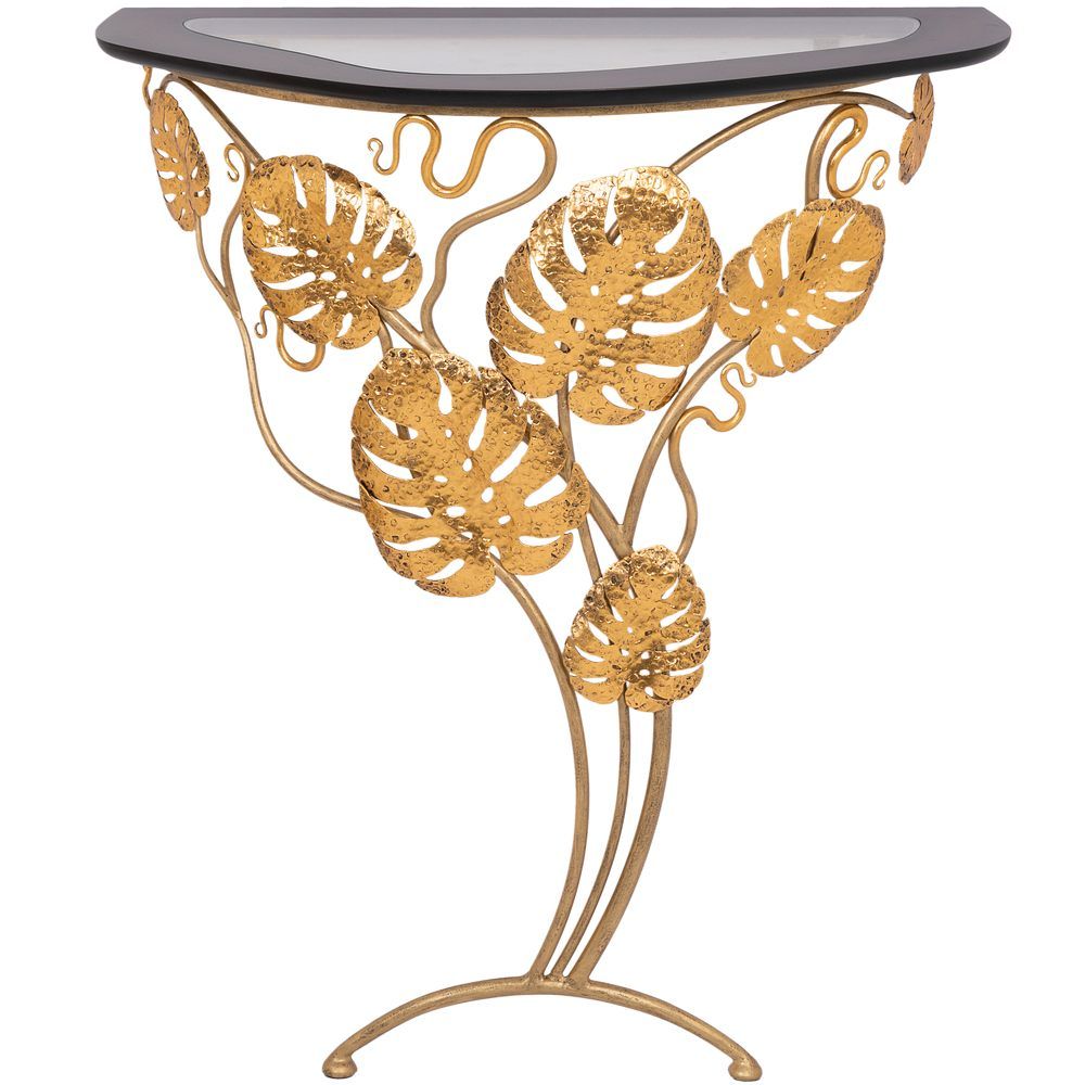 Консоль Monstera Deliciosa Glass (Монстера) Каштан Амбер