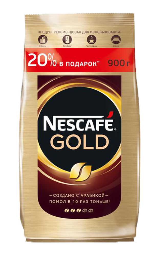 Кофе растворимый Nescafe Gold, пакет, 900 г, 2 шт