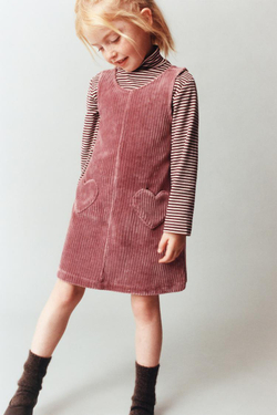 ZARA САРАФАН С КАРМАНАМИ-СЕРДЕЧКАМИ, РОЗОВАТЫЙ