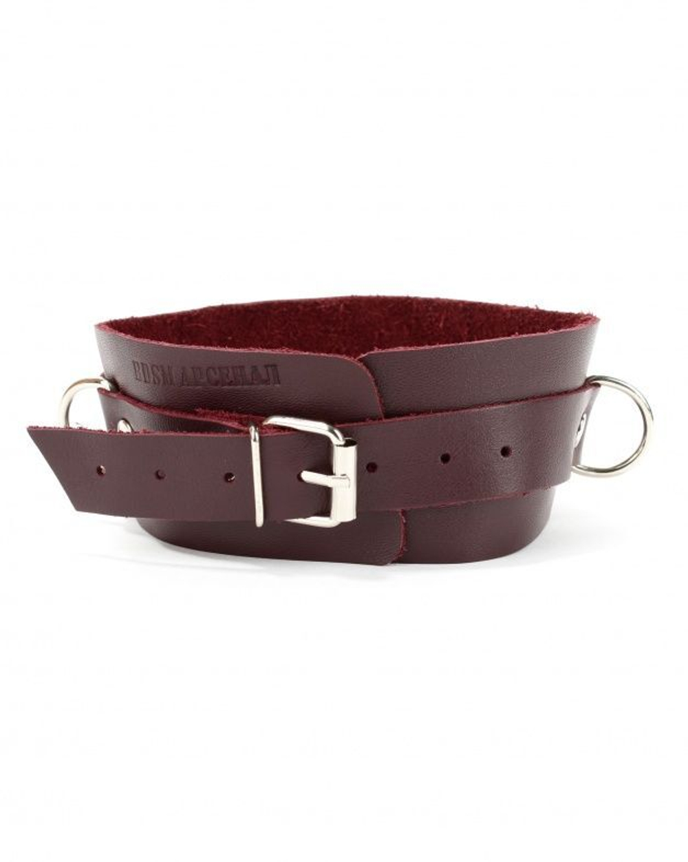 Бордовый широкий ошейник с кольцом Maroon Collar (Цвет: бордовый)