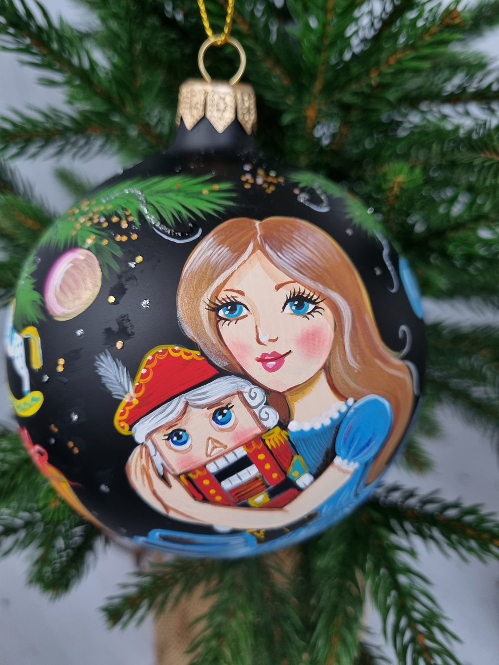 Шар стеклянный Щелкунчик,  ручная роспись