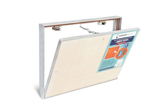 Люк под плитку нажимной Вектор 400х250 мм (ШxВ, 40х25 см) со съемной дверцей и уплотнителем, алюминиевый