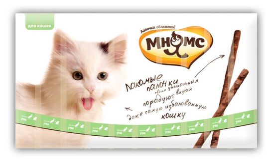 Мнямс лакомство для кошек палочки со вкусом утки и кролика 1*10 Мнямс лакомство для кошек палочки со вкусом утки и кролика 1*10