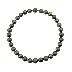 Ожерелье из чёрного морского жемчуга, c Сапфирами и Цаворитами, N0047-0/1