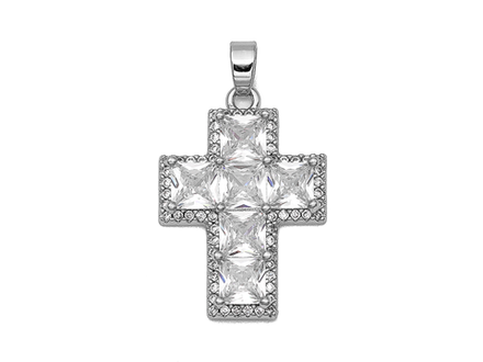 Подвеска "Крест" с кристаллами, 26мм