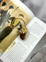 Моносерьга Скиап. матовое золото "Ладонь со стразами"