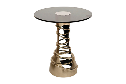69-219043 Стол журнальный "Циклон", золотой d.46*h.49см