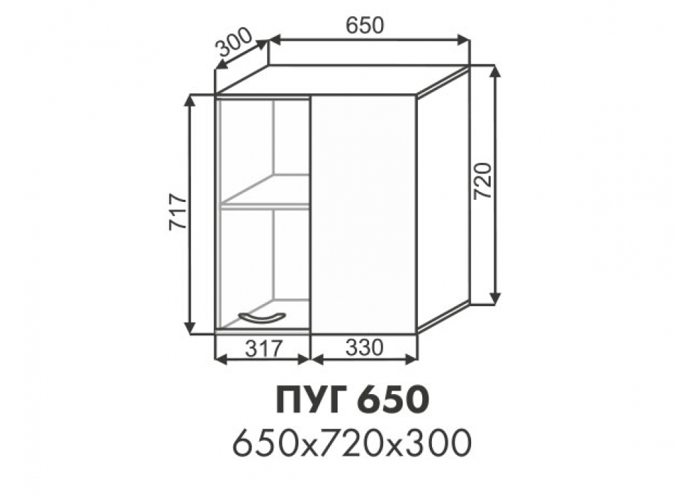 Шкаф верхний угловой прямой Павла ПУГ 650