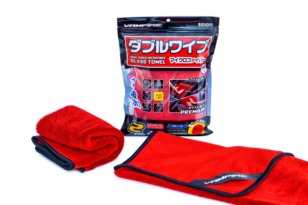 Полотенце VAMPIRE SoloWipe Premium впитывающее одностороннее из микрофибры 500х600 мм, КРАСНОЕ, 800 гр/м2