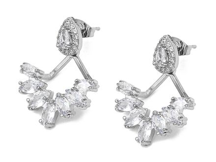 Серьги-джекеты "Капли. Crystal" 31мм