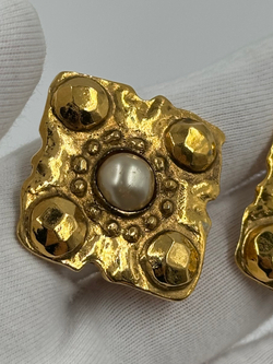 Клипсы Ромбы с «жемчугом» Chanel