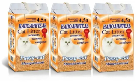 Наполнитель Pussy-cat впитывающий "Минеральный" 4,5 л - 3 шт