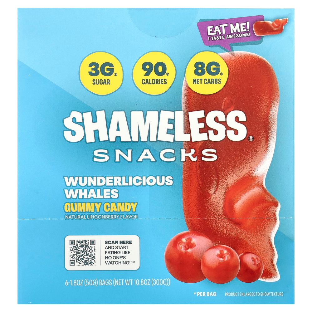 Shameless Snacks, жевательные конфеты Wanderlicious Whales, 6 пакетиков по 50 г (1,8 унции)