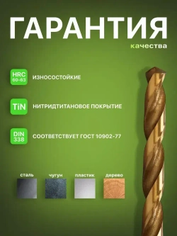 Набор сверл с шестигранным хвостовиком по металлу 1.5-6.5 мм, 13 шт