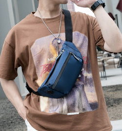 Сумка на пояс мужская через плечо на плечо поясная для документов спортивная, синяя