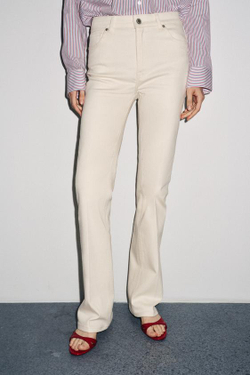 ZARA ДЖИНСЫ BOOTCUT С ВЫСОКОЙ ПОСАДКОЙ — ZW COLLECTION, ЭКРЮ