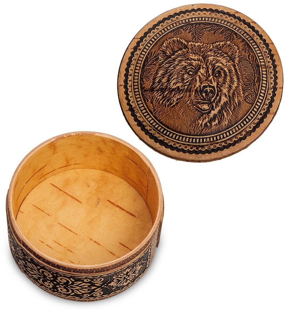 BST-208 Шкатулка из бересты круглая «Животные»