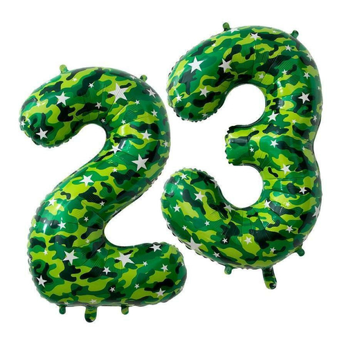 Шар (40''/102 см) Цифра, 2, Камуфляж, 1 шт.
