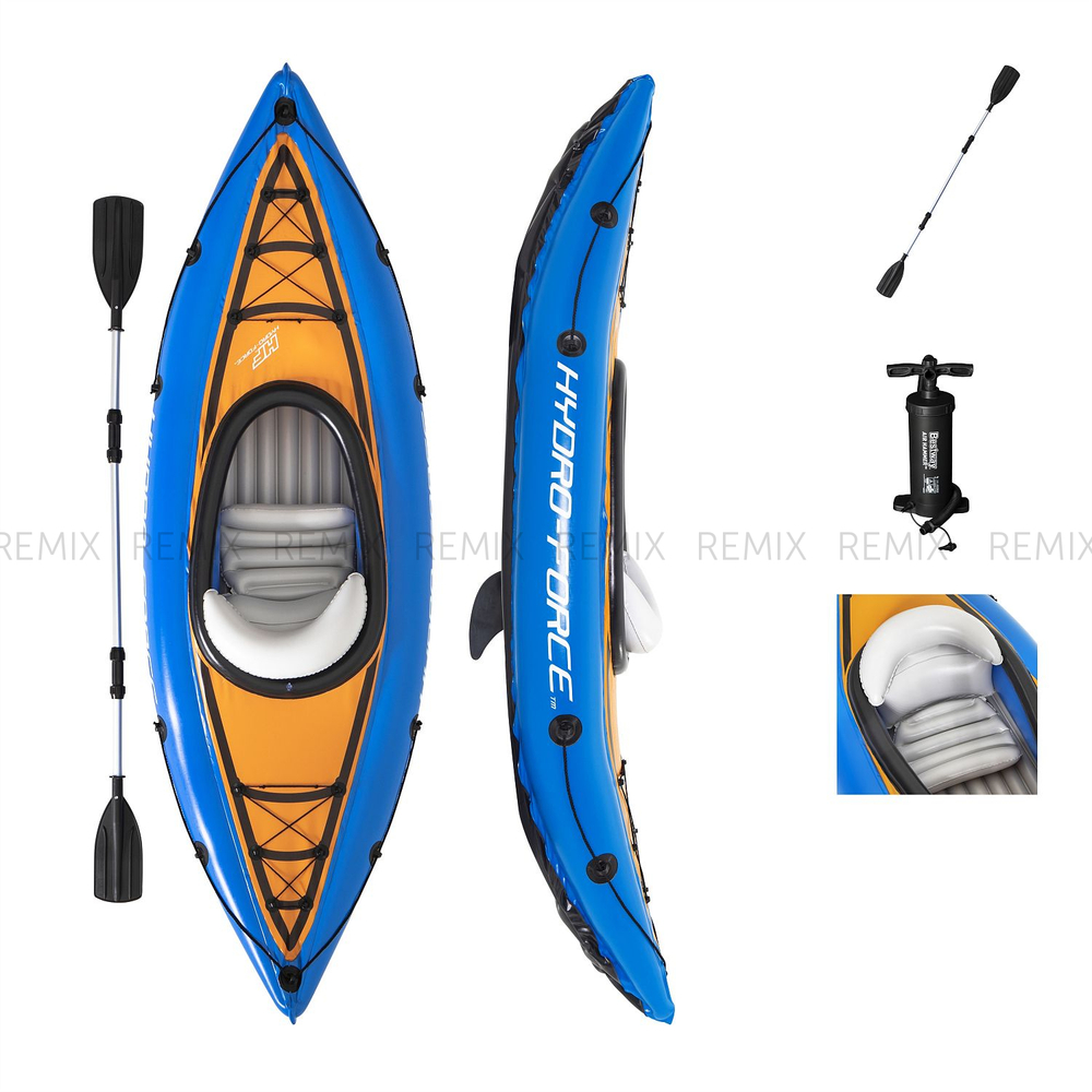 Надувная байдарка Bestway №65115 "Cove Champion" 275*81см, алюм.весло 218см, насос 62086, до 100кг
