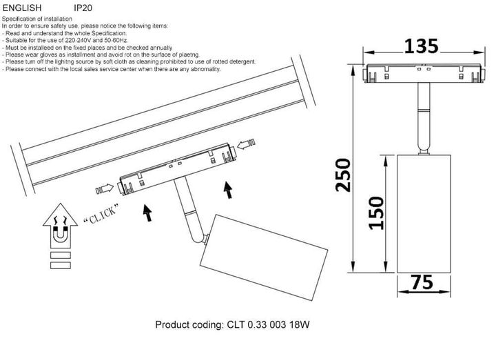 Трековый светодиодный светильник Crystal Lux Space CLT 0.33 003 18W BL 3000K