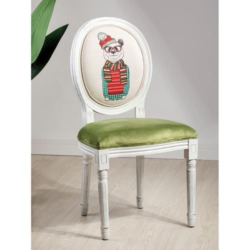 Стул "Медведь с шарфом" 48x46x96см Дерево/полиуретан/велюр/лён