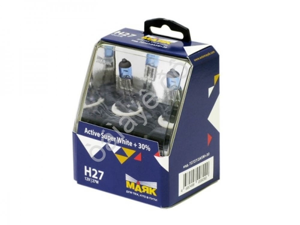 Автолампа H27W2 12V Маяк   +30% Active Super White PG13 72727\2ASW+30 (к-т)