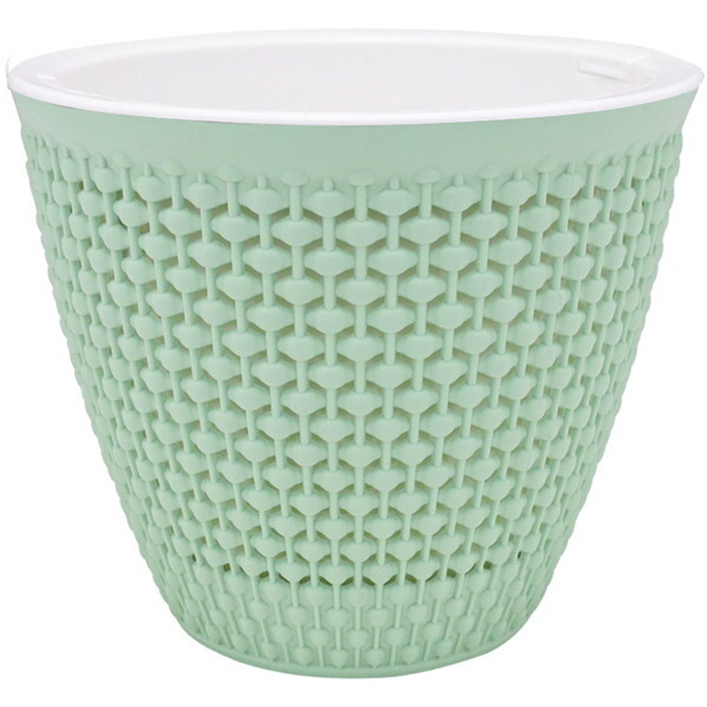 Кашпо для цветов пластиковое 1,6л d-16 см «Ротанг» Мята