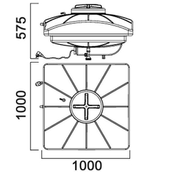 Бак для душас подогревом Анион 250 л. горизонтальный (1000x1000x575см;черный) - арт.559458