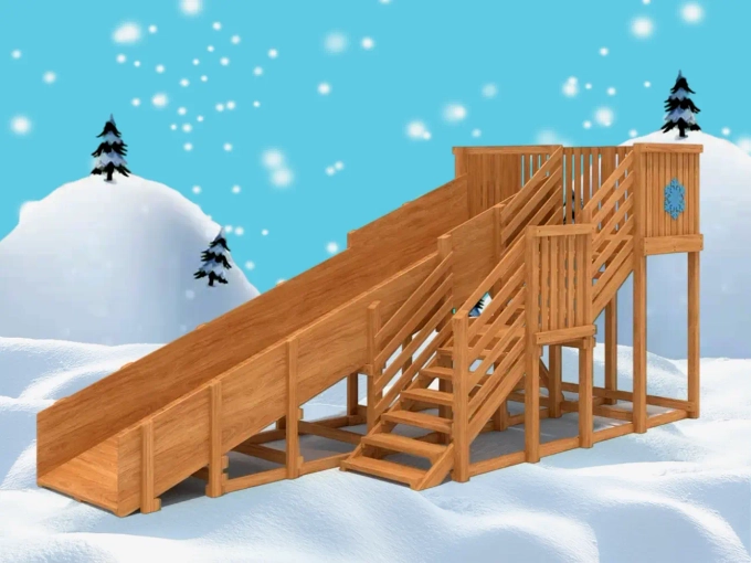 Детская деревянная зимняя горка Snow Fox, скат 5,9 м