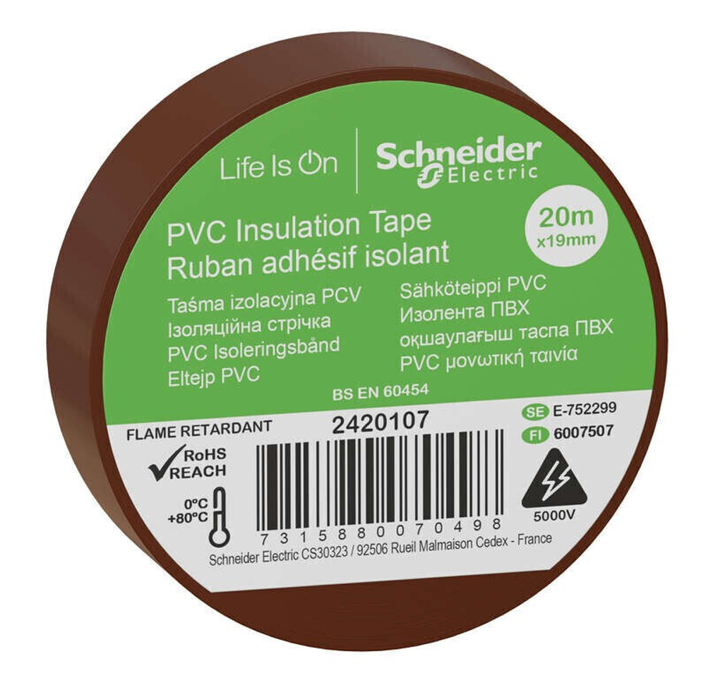 Изолента Schneider Electric ПВХ IMT38207 19 мм 20 м