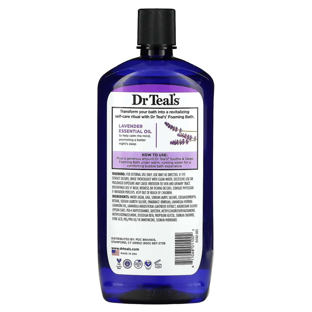 Dr. Teal's, пенка для ванны с чистой английской солью, лаванда, 1000 мл (34 жидк. унции)